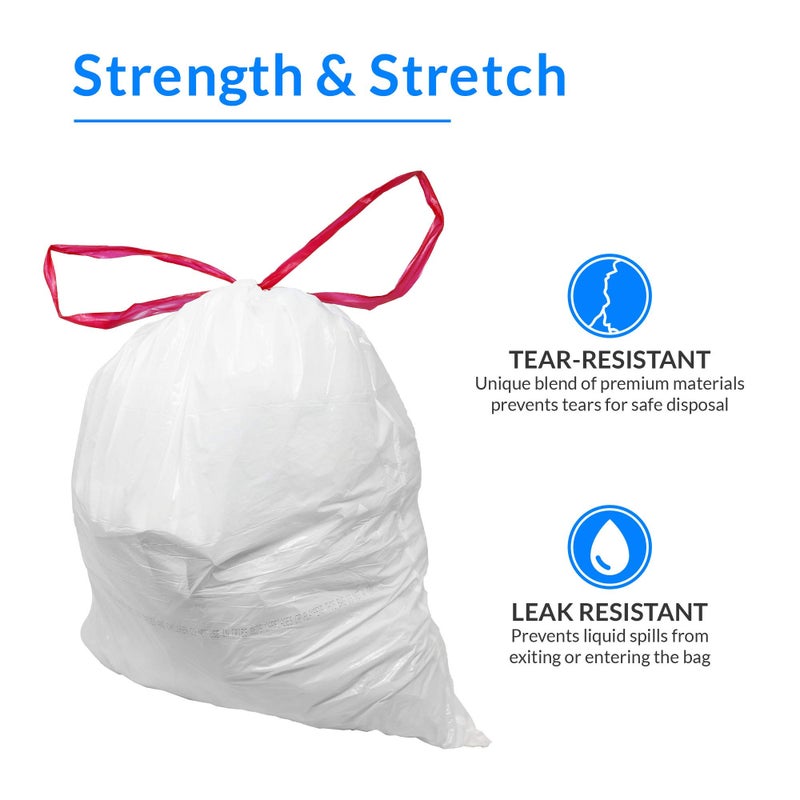 Reli. 2-4 Gallon Trash Bags Drawstring | 250 Count | 18"x 20" | Small Garbage Bags 4 Gallon - Drawstring Handles | White Trash Can Liners 2 Gal - 3Gal - 4Gal | Small Bin Liners, Office - Image 4
